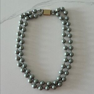 Vintage Gray/Green Double-Strand Pearl Necklace- Costume Jewelry